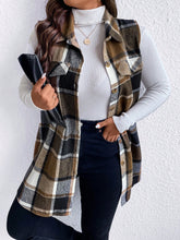 Load image into Gallery viewer, Honey Plus Size Pocketed Plaid Button Up Vest Coat
