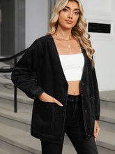 Load image into Gallery viewer, Pocketed V-Neck Button Up Denim Jacket
