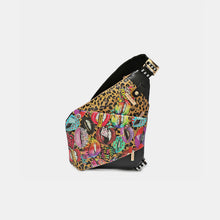 Load image into Gallery viewer, Nicole Lee USA Vegan Leather Leopard &amp; Lip Pattern Crossbody Bag
