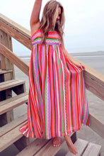 Load image into Gallery viewer, Multicolor Striped Thin Straps Smocked Back Boho Maxi Dress
