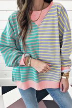 Load image into Gallery viewer, Casual Stripe Colorblock Drop Shoulder Oversize Sweatshirt
