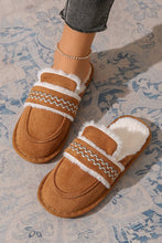 Load image into Gallery viewer, Gray Suede Wavy Striped Plush Lined Slippers
