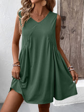 Load image into Gallery viewer, Ruched V-Neck Sleeveless Mini Dress
