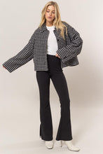 Load image into Gallery viewer, HYFVE Tweed Plaid Button Up Collared Neck Jacket

