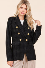 Load image into Gallery viewer, Mittoshop Plaid Texture Double-Breasted Long Sleeve Blazer
