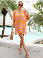 Load image into Gallery viewer, Tassel Openwork Striped V-Neck Cover Up
