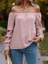 Load image into Gallery viewer, Ruched Off-Shoulder Long Sleeve Blouse
