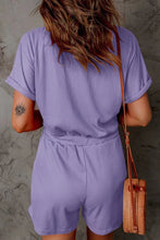 Load image into Gallery viewer, Full Size Drawstring V-Neck Short Sleeve Romper
