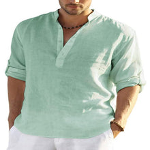 Load image into Gallery viewer, Men&#39;s Casual Cotton Linen Solid Color Long Sleeve Shirt
