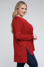 Load image into Gallery viewer, Plus Dolman Sleeve V-Neck Side Slit Hi-Low Hem Top
