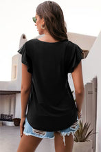 Load image into Gallery viewer, Ruffled Round Neck Cap Sleeve Blouse
