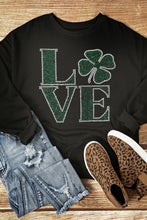 Load image into Gallery viewer, LOVE Rhinestone Clover Round Neck Sweatshirt
