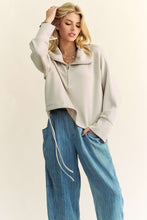 Load image into Gallery viewer, Davi &amp; Dani Drawstring Hem Half Zip Raglan Sleeve Sweatshirt
