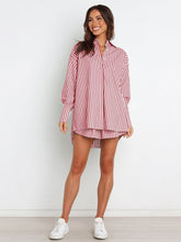 Load image into Gallery viewer, Striped Dropped Shoulder Shirt and Shorts Set
