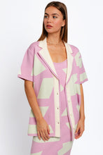 Load image into Gallery viewer, Tasha Apparel Abstract Contrast Short Sleeve Collared Cardigan
