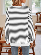 Load image into Gallery viewer, Lovelet Striped Round Neck Long Sleeve Sweatshirt
