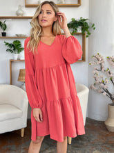 Load image into Gallery viewer, Double Take Full Size V-Neck Balloon Sleeve Tiered Dress
