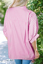 Load image into Gallery viewer, Sky Blue Stripe Dolman Sleeve Oversize Shirt
