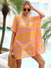 Load image into Gallery viewer, Tassel Openwork Striped V-Neck Cover Up
