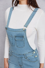 Load image into Gallery viewer, Distressed Washed Denim Overalls with Pockets
