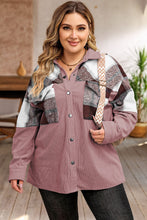 Load image into Gallery viewer, Plus Size Plaid Snap Down Jacket with Pockets
