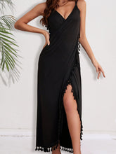 Load image into Gallery viewer, Backless Tassel Surplice Spaghetti Strap Cover Up Dress
