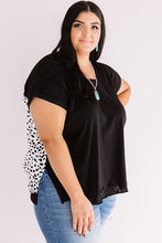 Load image into Gallery viewer, Black Plus Size Cheetah Back Rolled Cuffs T-shirt
