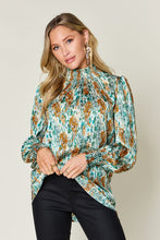 Load image into Gallery viewer, Double Take Full Size Printed Smocked Long Sleeve Blouse
