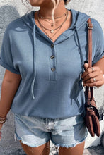 Load image into Gallery viewer, Ashleigh Blue Plus Size Waffle Knit Short Sleeve Drawstring Hoodie
