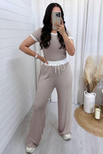 Load image into Gallery viewer, Contrast Trim Round Neck Top and Pants Set
