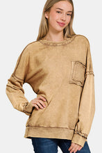 Load image into Gallery viewer, Zenana Exposed Seam Round Neck Dropped Shoulder Sweatshirt
