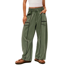 Load image into Gallery viewer, Womens Y2K Black Striped Wide-leg Pants With Pockets Fashion Loose Drawstring Trousers Sports Sweatpants
