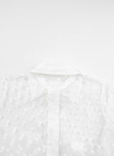 Load image into Gallery viewer, White Polka Dot Print Collared Buttoned Mesh Duster Kimono
