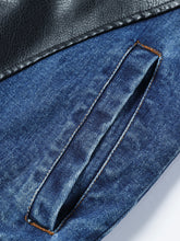 Load image into Gallery viewer, Men&#39;s Patchwork Diagonal Zipper Collared Denim Jacket
