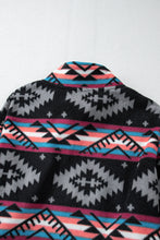 Load image into Gallery viewer, Black Aztec Printed Zip Up Collar Jacket
