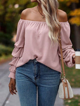Load image into Gallery viewer, Ruched Off-Shoulder Long Sleeve Blouse
