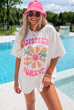 Load image into Gallery viewer, White SUMMER FOREVER Flower Graphic T Shirt
