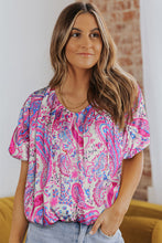 Load image into Gallery viewer, Paisley Print Short Sleeve Blouse
