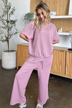 Load image into Gallery viewer, Double Take Full Size Texture Short Sleeve Top and Pants Set
