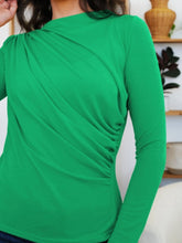 Load image into Gallery viewer, Ruched Mock Neck Long Sleeve T-Shirt
