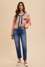 Load image into Gallery viewer, Annie Wear Floral Jacquard Denim Contrast Button Down Jacket
