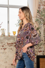 Load image into Gallery viewer, Sew In Love Paisley Print V-Neck Top
