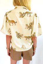 Load image into Gallery viewer, Beige Plus Size Cheetah Print Short Puff Sleeve Blouse
