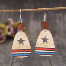 Load image into Gallery viewer, Cutout Star &amp; Stripes Wooden Dangle Earrings
