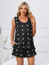 Load image into Gallery viewer, Heart Scoop Neck Tank and Shorts Lounge Set
