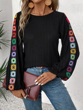 Load image into Gallery viewer, Embroidered Round Neck Long Sleeve Blouse
