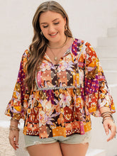 Load image into Gallery viewer, Plus Size Printed Tie Neck Blouse
