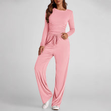 Load image into Gallery viewer, 2 pc Set - Women&#39;s Suit Autumn / Winter -Long Sleeve Top + High Waisted Wide Leg Pants - Solid Color Sportswear Casual Suit
