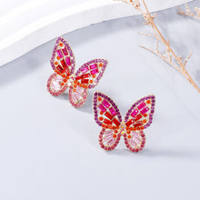 Load image into Gallery viewer, Alloy Inlaid Rhinestone Butterfly Earrings
