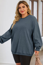 Load image into Gallery viewer, Plus Size Round Neck Dropped Shoulder Sweatshirt
